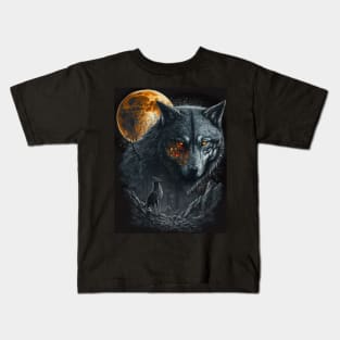 Wolf with orange spark Kids T-Shirt